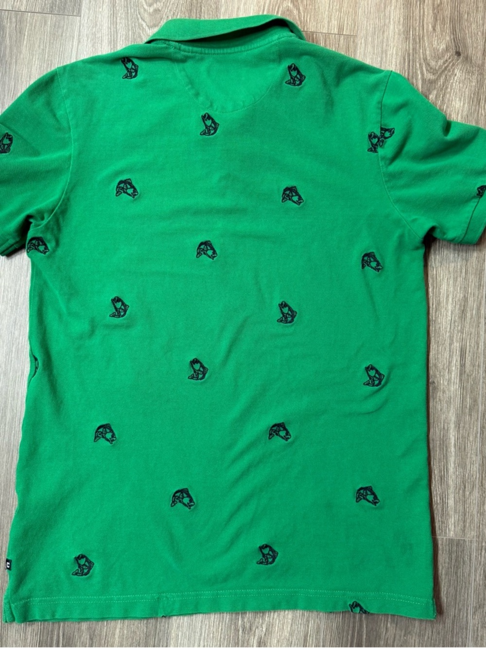Chaps Green Polo With Navy Blue Bass Fish Embroidered Medium Golf Spring - Picture 7 of 8